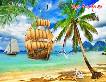 Tranh dán tường phong cảnh biển T321-012